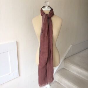 Italca Cotton & Modal Red Brown Fine Knit Italian Scarf/Wrap NWOT 90cm x 210cm